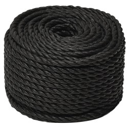 vidaXL Cuerda de trabajo polipropileno negro 14 mm 25 m