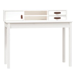 vidaXL Escritorio de madera maciza de pino blanco 110x50x93 cm