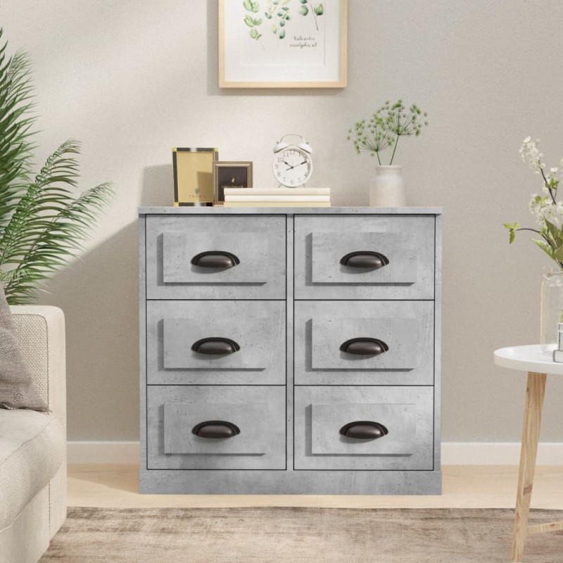 vidaXL Aparador de madera contrachapada gris hormigón 70x35,5x67,5 cm vidaXL Aparador de madera contrachapada gris hormigón 70x35,5x67,5 cm