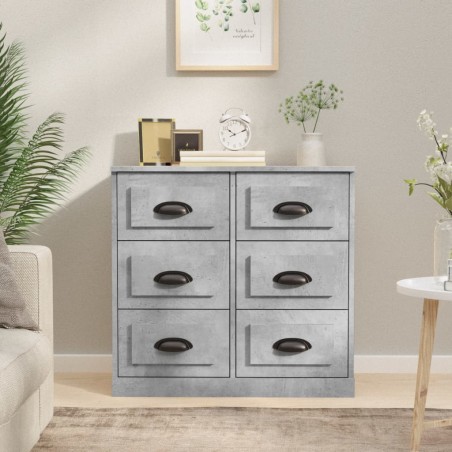 vidaXL Aparador de madera contrachapada gris hormigón 70x35,5x67,5 cm