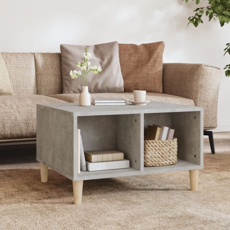 vidaXL Mesa de centro madera contrachapada gris hormigón 60x50x36,5 cm