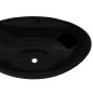 Lavabo de cerámica con agujero para grifo/desagüe negro ovalado Lavabo de cerámica con agujero para grifo/desagüe negro ovalado