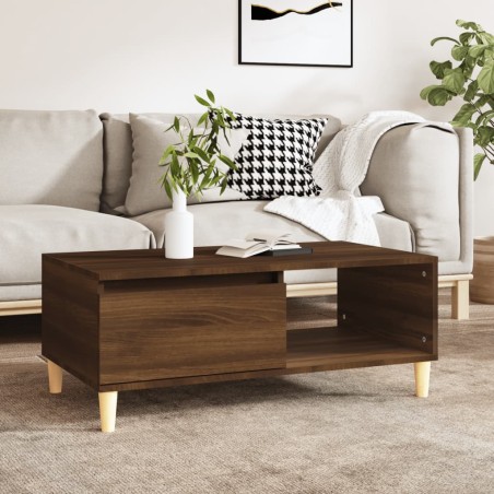 vidaXL Mesa de centro madera contrachapada marrón roble 90x50x36,5 cm
