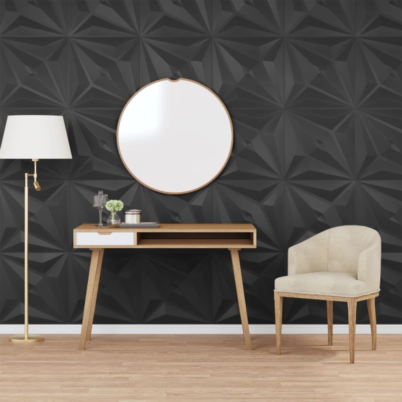 vidaXL Paneles de pared 48 uds EPS estrella negro 50x50 cm 12 m² vidaXL Paneles de pared 48 uds EPS estrella negro 50x50 cm 12 m²