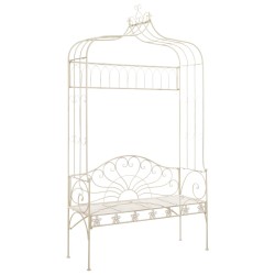 vidaXL Banco de jardín 122 cm hierro color blanco antiguo