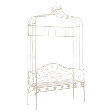 vidaXL Banco de jardín 122 cm hierro color blanco antiguo
