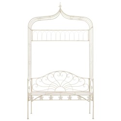 vidaXL Banco de jardín 122 cm hierro color blanco antiguo