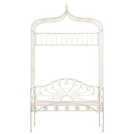 vidaXL Banco de jardín 122 cm hierro color blanco antiguo