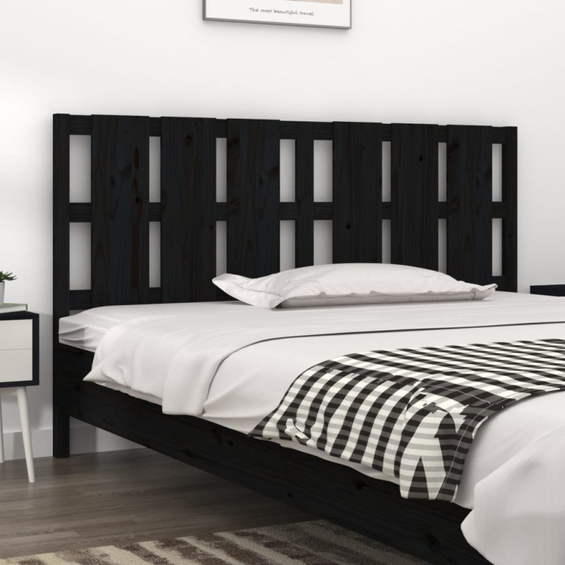 vidaXL Cabecero de cama madera maciza de pino negro 165,5x4x100 cm vidaXL Cabecero de cama madera maciza de pino negro 165,5x4x100 cm