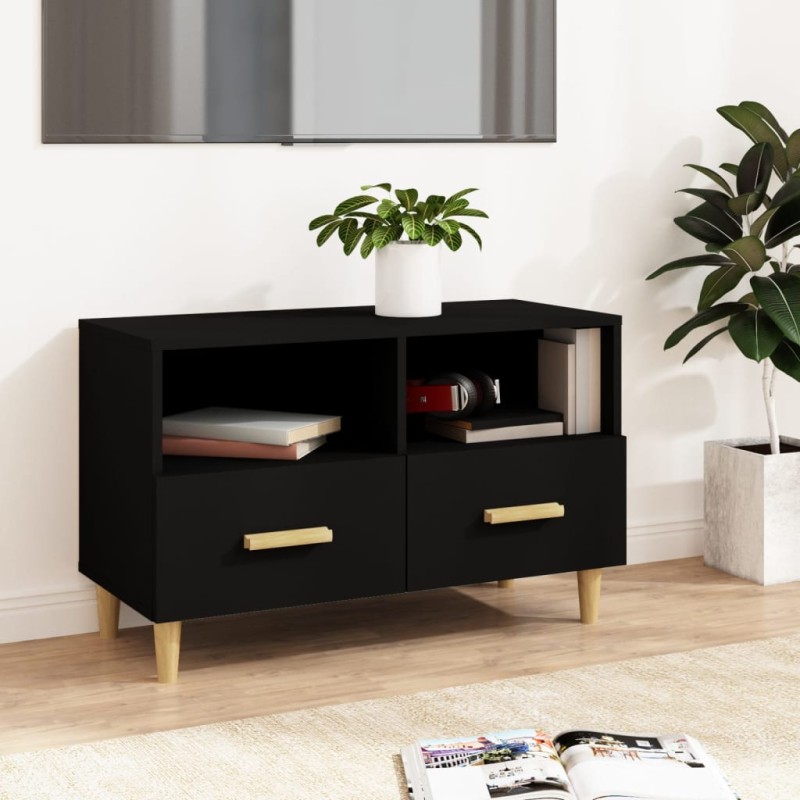 vidaXL Mueble para TV madera contrachapada negro 80x36x50 cm