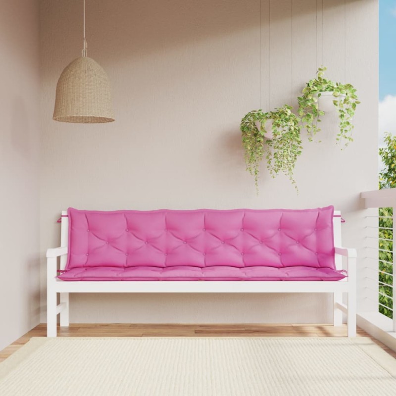 vidaXL Cojines para banco de jardín 2 uds tela rosa 200x50x7 cm vidaXL Cojines para banco de jardín 2 uds tela rosa 200x50x7 cm