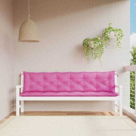 vidaXL Cojines para banco de jardín 2 uds tela rosa 200x50x7 cm