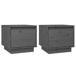 vidaXL Mesitas de noche 2 uds madera maciza de pino gris 35x34x32 cm