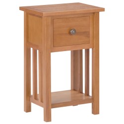 vidaXL Mesa revistero con cajón madera maciza de roble 35x27x55 cm