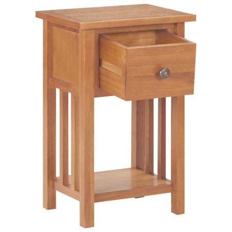 vidaXL Mesa revistero con cajón madera maciza de roble 35x27x55 cm