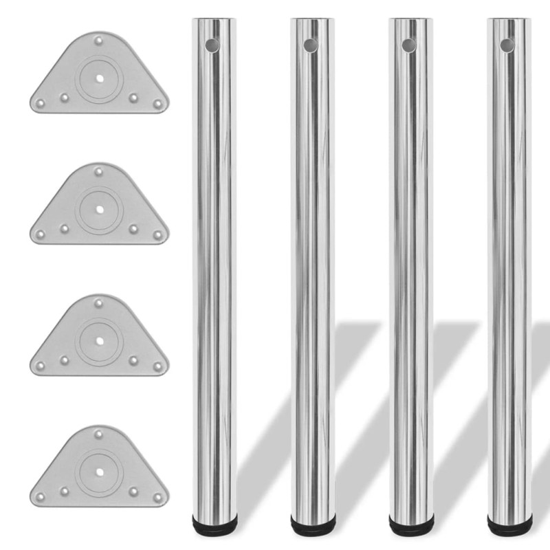 4 Patas de mesa ajustables en alturas 710 mm color cromo 4 Patas de mesa ajustables en alturas 710 mm color cromo