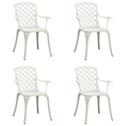 vidaXL Sillas de jardín 4 unidades aluminio fundido blanco