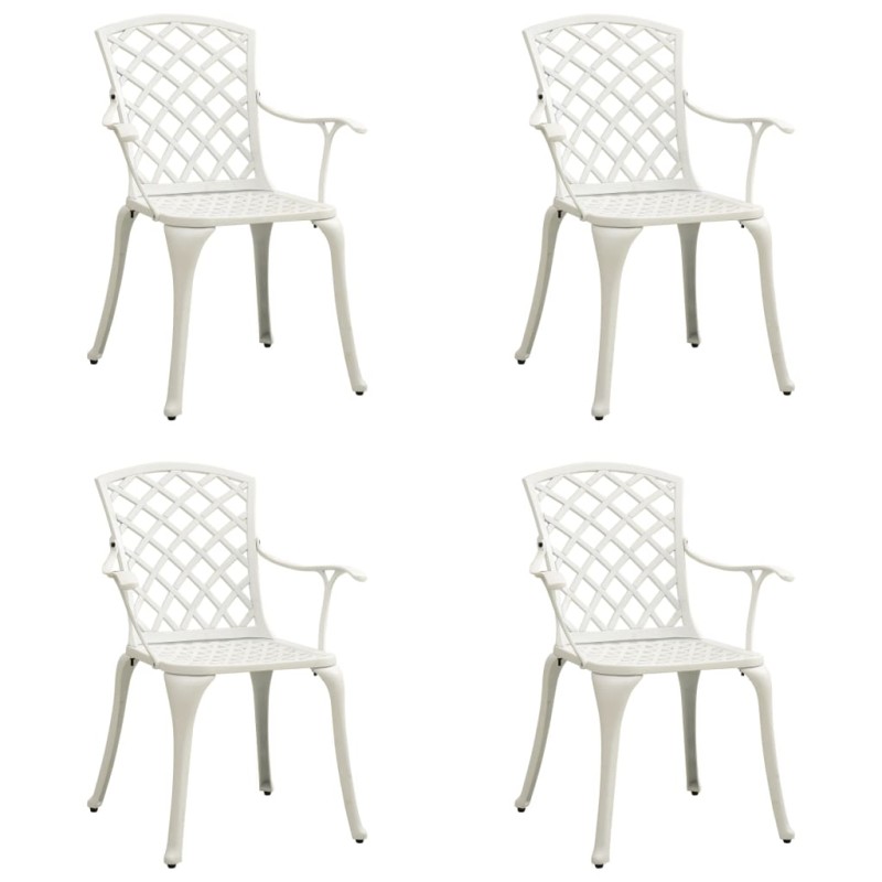 vidaXL Sillas de jardín 4 unidades aluminio fundido blanco