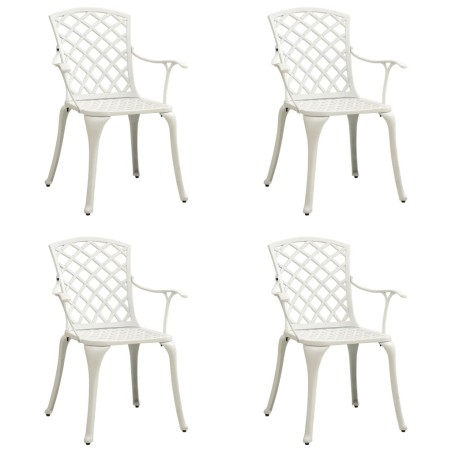 vidaXL Sillas de jardín 4 unidades aluminio fundido blanco