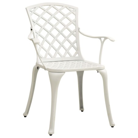 vidaXL Sillas de jardín 4 unidades aluminio fundido blanco