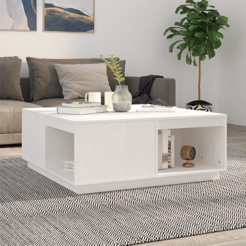 vidaXL Mesa de centro madera maciza de pino blanco 100x101x40,5 cm vidaXL Mesa de centro madera maciza de pino blanco 100x101x40,5 cm