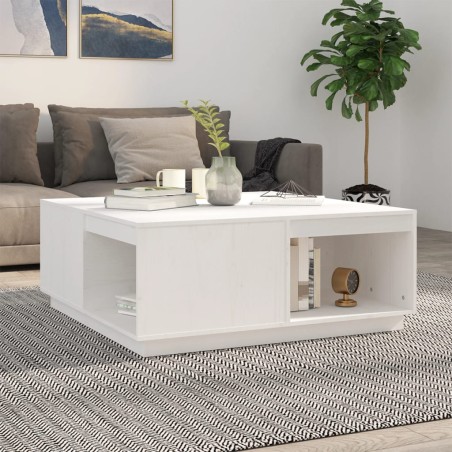 vidaXL Mesa de centro madera maciza de pino blanco 100x101x40,5 cm