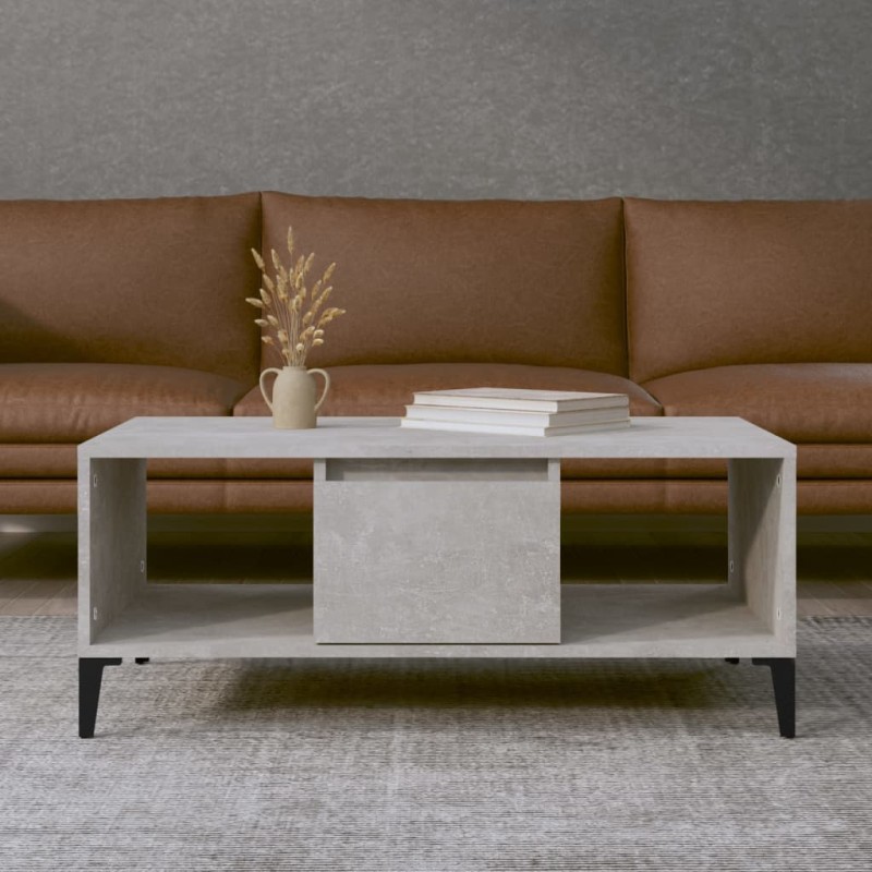 vidaXL Mesa de centro madera contrachapada gris hormigón 90x50x36,5 cm vidaXL Mesa de centro madera contrachapada gris hormigón 90x50x36,5 cm