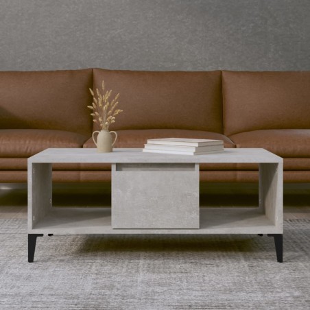 vidaXL Mesa de centro madera contrachapada gris hormigón 90x50x36,5 cm