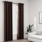vidaXL Cortinas opacas ojales look de lino 2 pzas gris topo 140x225 cm