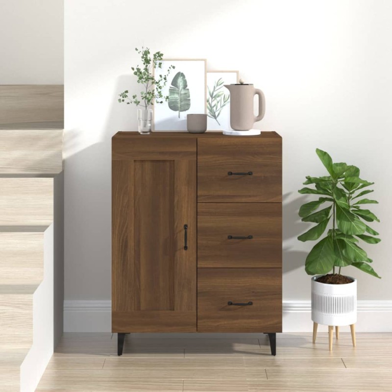 vidaXL Aparador madera contrachapada marrón roble 69,5x34x90 cm vidaXL Aparador madera contrachapada marrón roble 69,5x34x90 cm
