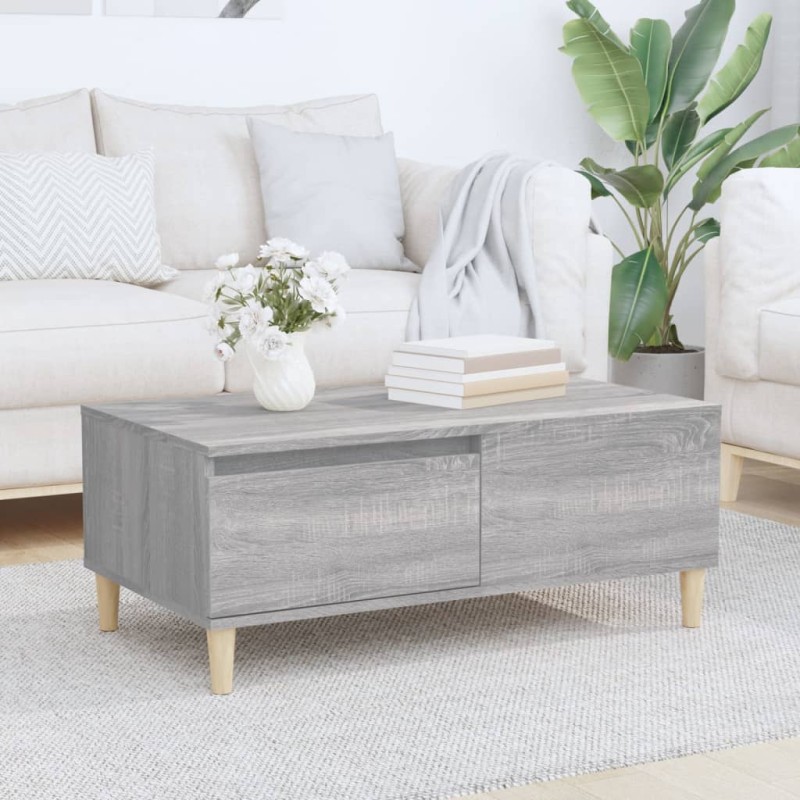 vidaXL Mesa de centro madera contrachapada gris Sonoma 90x50x36,5 cm vidaXL Mesa de centro madera contrachapada gris Sonoma 90x50x36,5 cm