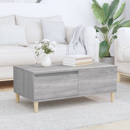 vidaXL Mesa de centro madera contrachapada gris Sonoma 90x50x36,5 cm