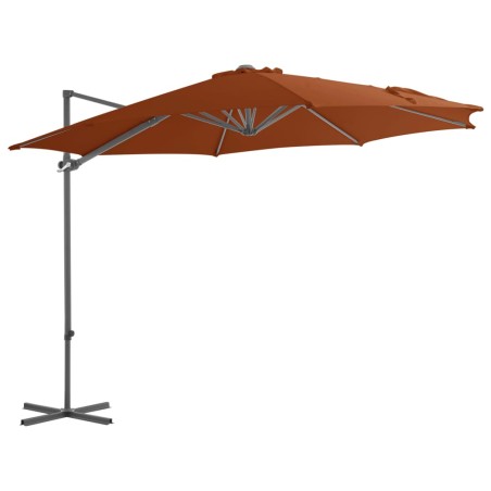 vidaXL Sombrilla voladiza con poste de acero terracota 300 cm