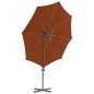 vidaXL Sombrilla voladiza con poste de acero terracota 300 cm