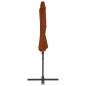 vidaXL Sombrilla voladiza con poste de acero terracota 300 cm
