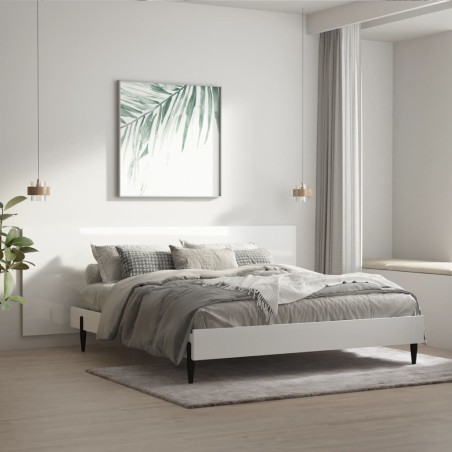 vidaXL Cabecero cama madera contrachapada blanco brillo 240x1,5x80 cm