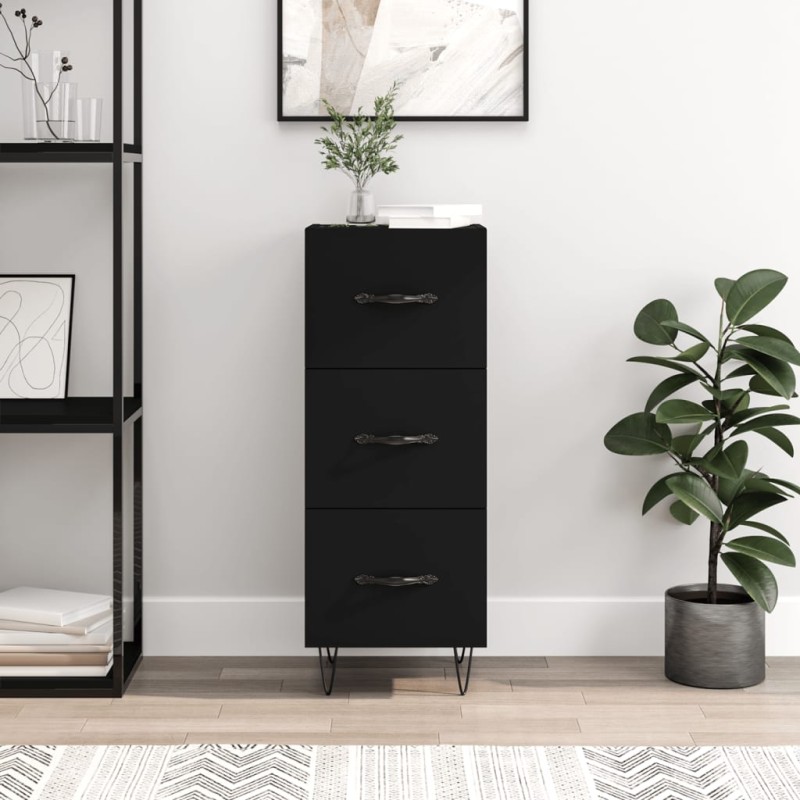 vidaXL Aparador de madera contrachapada negro 34,5x34x90 cm vidaXL Aparador de madera contrachapada negro 34,5x34x90 cm