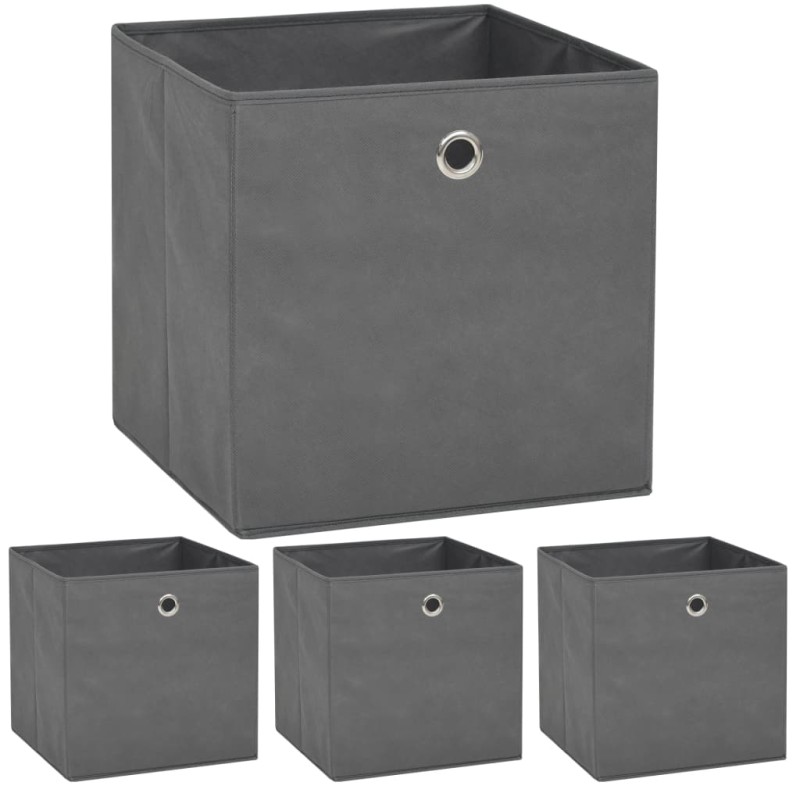 vidaXL Cajas de almacenaje 4 unidades textil no tejido 32x32x32cm gris vidaXL Cajas de almacenaje 4 unidades textil no tejido 32x32x32cm gris
