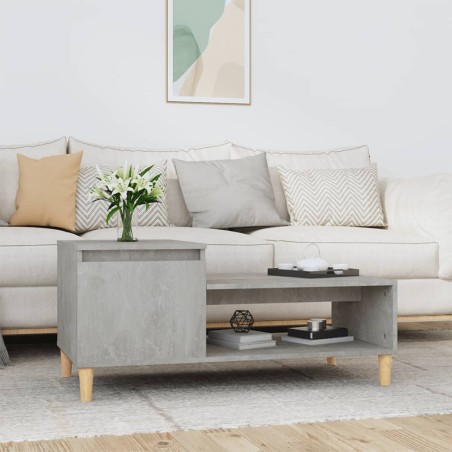 vidaXL Mesa de centro madera contrachapada gris hormigón 100x50x45 cm