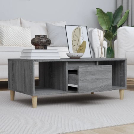 vidaXL Mesa de centro madera contrachapada gris Sonoma 90x50x36,5 cm