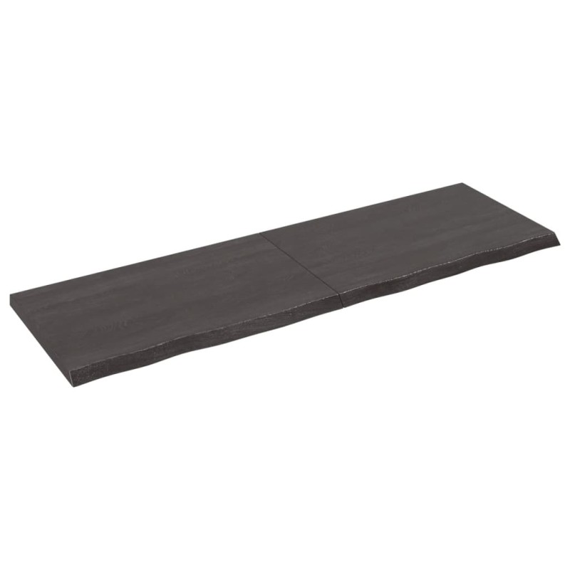 vidaXL Estante pared madera roble tratada marrón oscuro 160x50x(2-4)cm vidaXL Estante pared madera roble tratada marrón oscuro 160x50x(2-4)cm