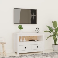 vidaXL Mueble para TV de madera maciza de pino blanco 79x35x52 cm