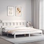 vidaXL Estructura cama de matrimonio con cabecero madera maciza blanco