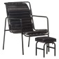 vidaXL Silla de relax reposabrazos y reposapiés cuero auténtico negro vidaXL Silla de relax reposabrazos y reposapiés cuero auténtico negro