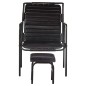vidaXL Silla de relax reposabrazos y reposapiés cuero auténtico negro vidaXL Silla de relax reposabrazos y reposapiés cuero auténtico negro