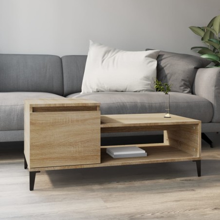 vidaXL Mesa de centro madera contrachapada roble Sonoma 100x50x45 cm