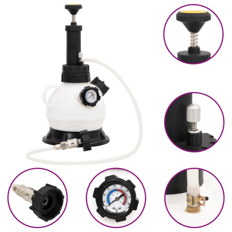 vidaXL Purgador de frenos blanco y negro 2 L vidaXL Purgador de frenos blanco y negro 2 L