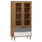 vidaXL Mueble vitrina MOLDE madera maciza de pino marrón 90x35x175 cm vidaXL Mueble vitrina MOLDE madera maciza de pino marrón 90x35x175 cm