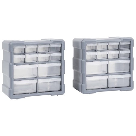 vidaXL Organizadores multicajones con 12 cajones 2 uds 26,5x16x26 cm