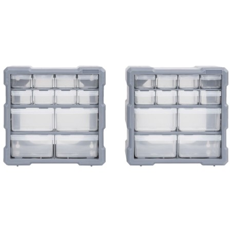 vidaXL Organizadores multicajones con 12 cajones 2 uds 26,5x16x26 cm